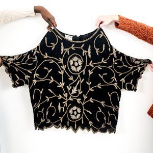 Vintage Plus 4X Silk Beaded 2 Piece Set Dress